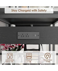 gaomon Industrial Kitchen Bakers Rack with Power Outlet – Microwave Stand Refrigerator Storage Space, Freestanding Shelf for Pantry Living Room