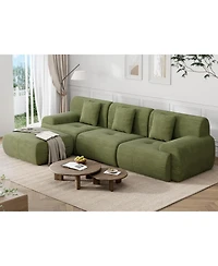 gaomon Corduroy Fabric Sectional Sofa Set with Chaise for Living Room Apartment