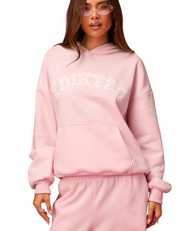 Edikted Womens Hearts Barbie Oversized Hoodie