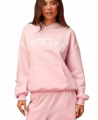 Edikted Womens Hearts Barbie Oversized Hoodie
