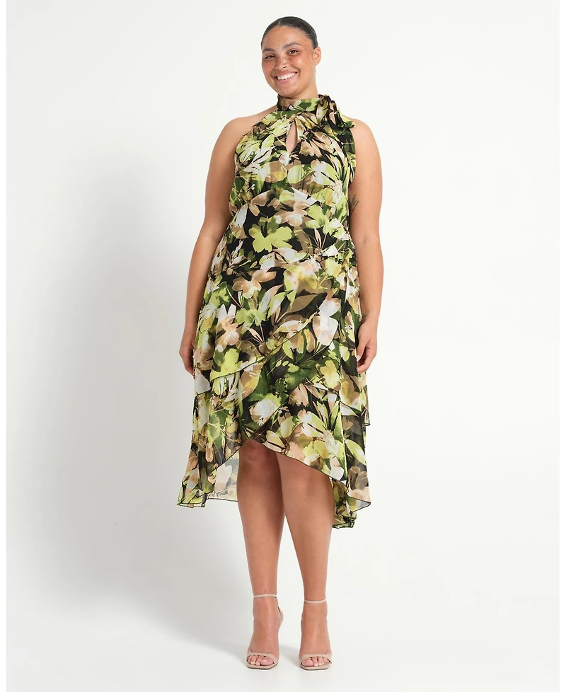 Estelle Women's Chlora Halter Chiffon Cocktail Midi Dress
