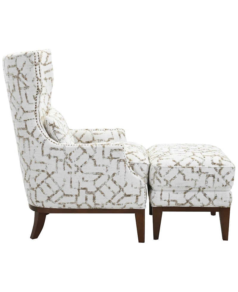 Gaspare 2-Piece Fabric Wing Chair and Ottoman Set, Macy's Exclusive