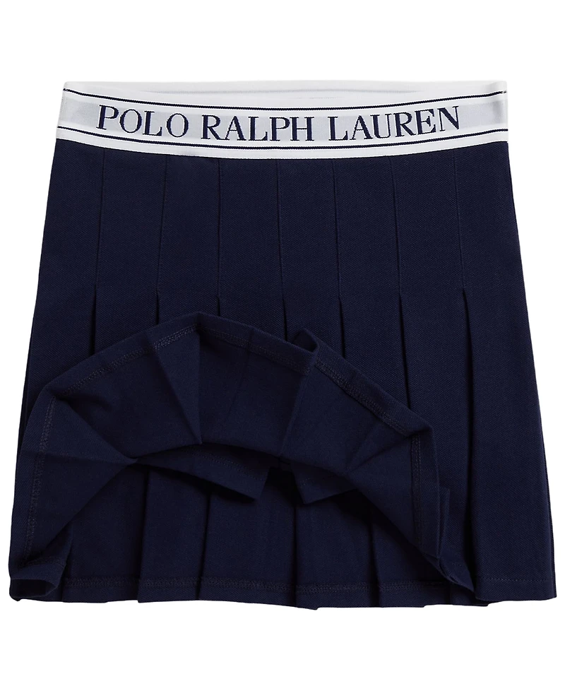 Polo Ralph Lauren Girls' 7-16 Stretch Mesh Boxy Shirt and Skort, 2-Piece Set