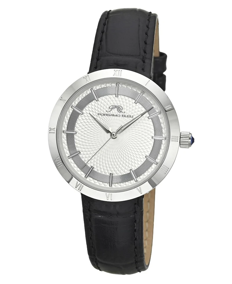 Porsamo Bleu Women's Monroe Genuine Leather Silver Tone and Watch 1491AMOL
