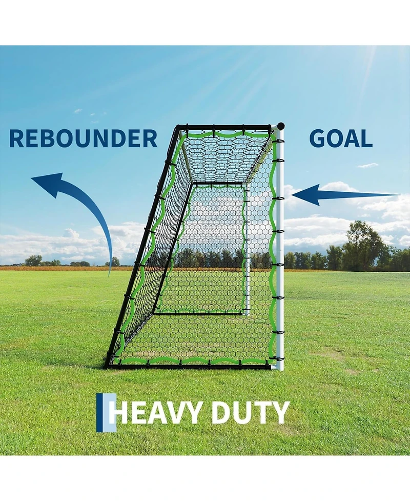 Xo 5-in-1 Soccer Goal , Portable Steel Frame Soccer Net with Rebounder, Collapsible Training Goal for Backyard Practice