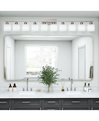 Busdays 10 Light Nickel Bathroom Vanity Light with Glass Shade Modern Wall Lights Over Mirror Farmhouse Sconce for Bedroom Living Room