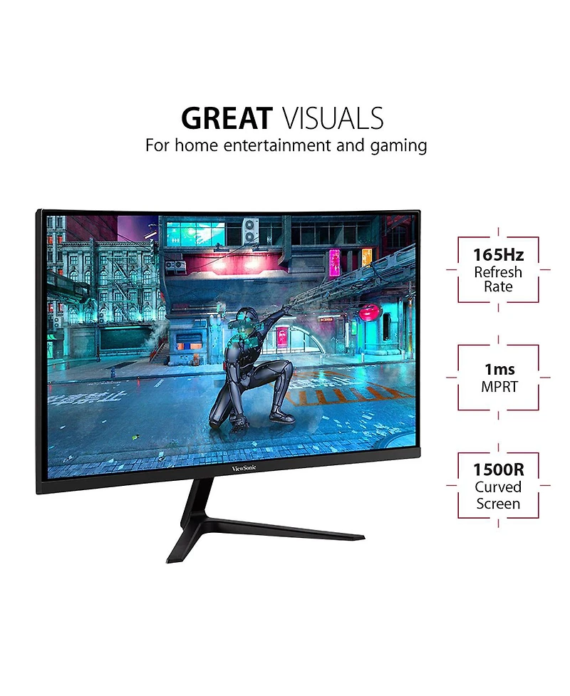 ViewSonic VX2718-2KPC-mhd 27" Wqhd 165Hz Mva Led Curved Gaming Monitor