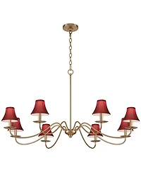 Franklin Iron Works Marinec 42" Wide Soft Gold 8-Light Chandelier with Red Shades