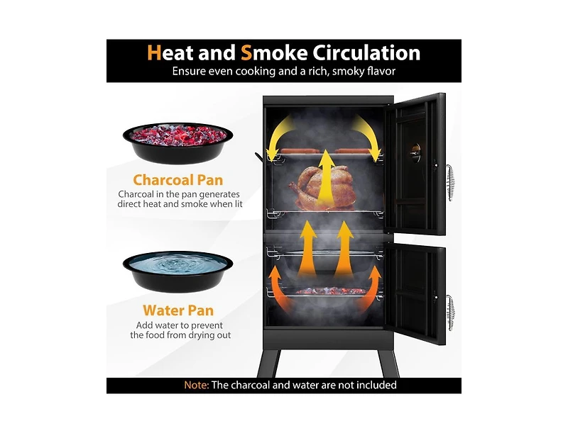 Mondawe Vertical 2-Tier Outdoor Barbeque Grill with Temperature Gauge
