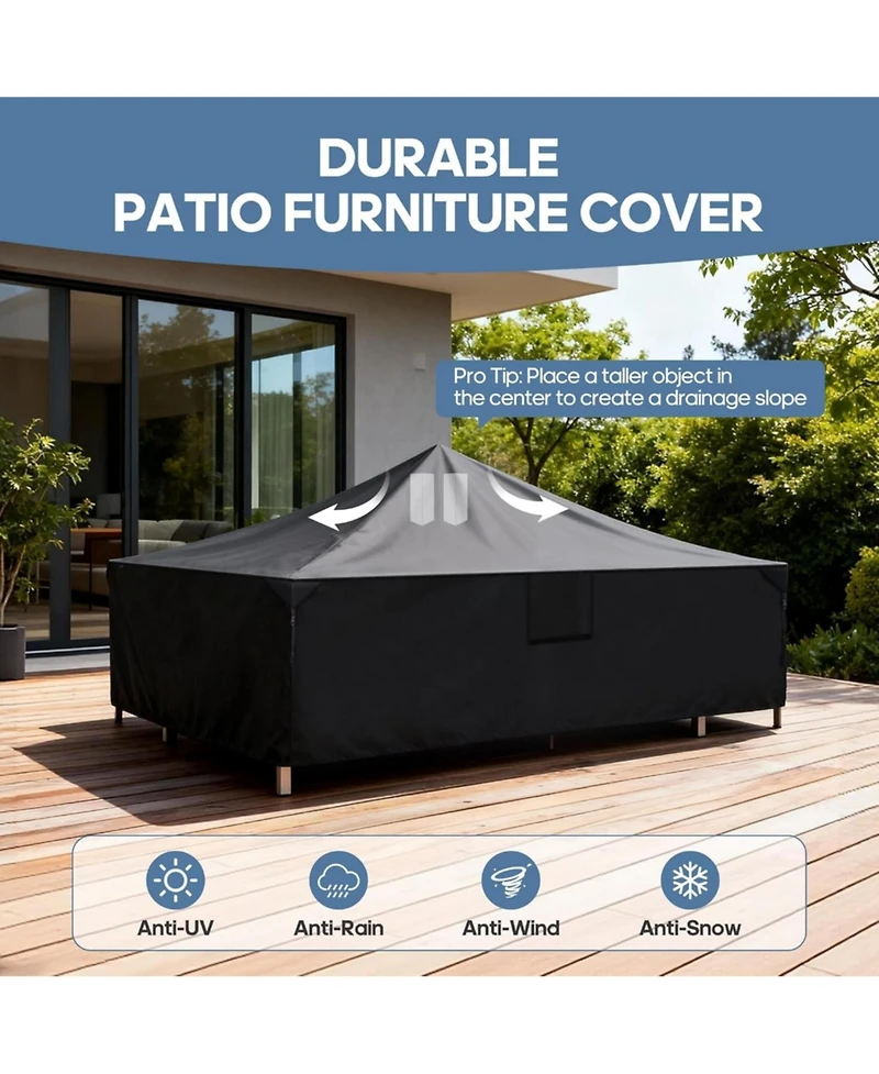 Yiortwo 600D Waterproof Patio Furniture Cover for Outdoor Dining Table and Chairs