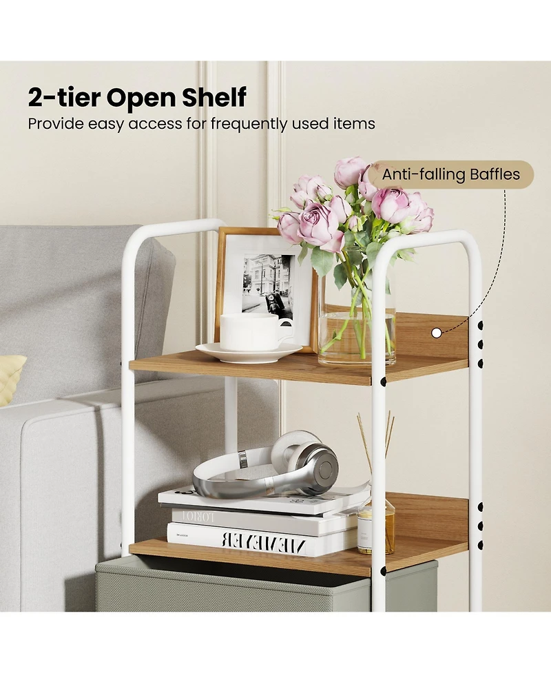 Slickblue 2-Tier Storage Cart with Fabric Drawers on Wheels