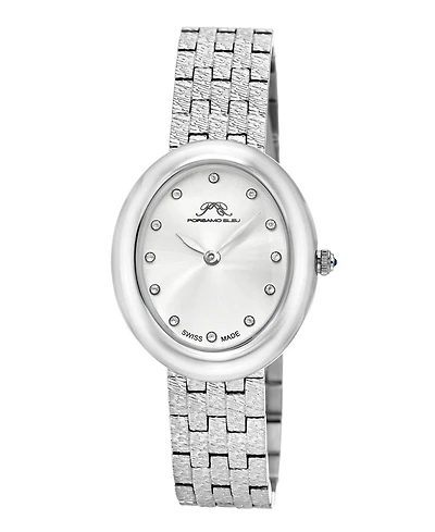 Porsamo Bleu Women's Angelica Topaz Silver Tone Stainless Steel Bracelet Sunray Dial Watch 35 mm