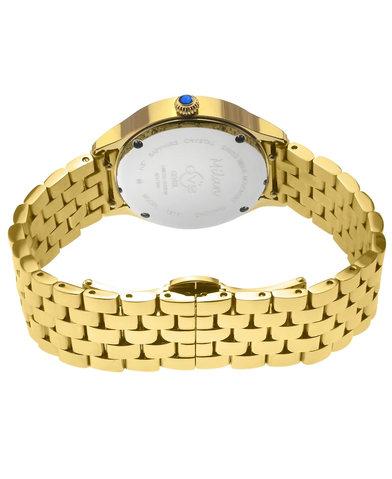 GV2 by Gevril Women's Milan Swiss Quartz Diamond Ip Stainless Steel Bracelet Watch