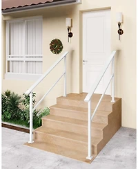 gaomon 2-Pack Adjustable White Metal Hand Rails for Outdoor Steps 4-Step Stair Railing Kit Weatherproof and Comfortable Grip for Concrete