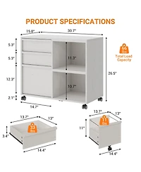 gaomon-Drawer File Cabinet with Open Shelves and Wheels for Letter and A4 Files