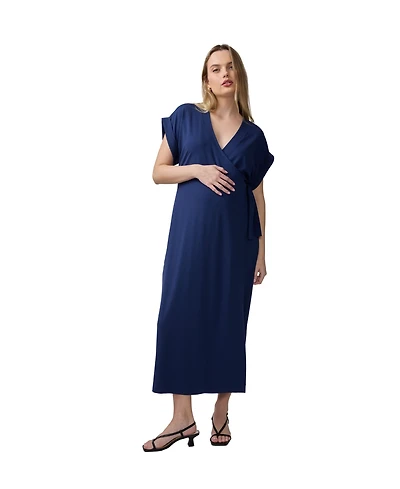 Ingrid + Isabel Maternity Short Sleeve Wrap Knit Dress