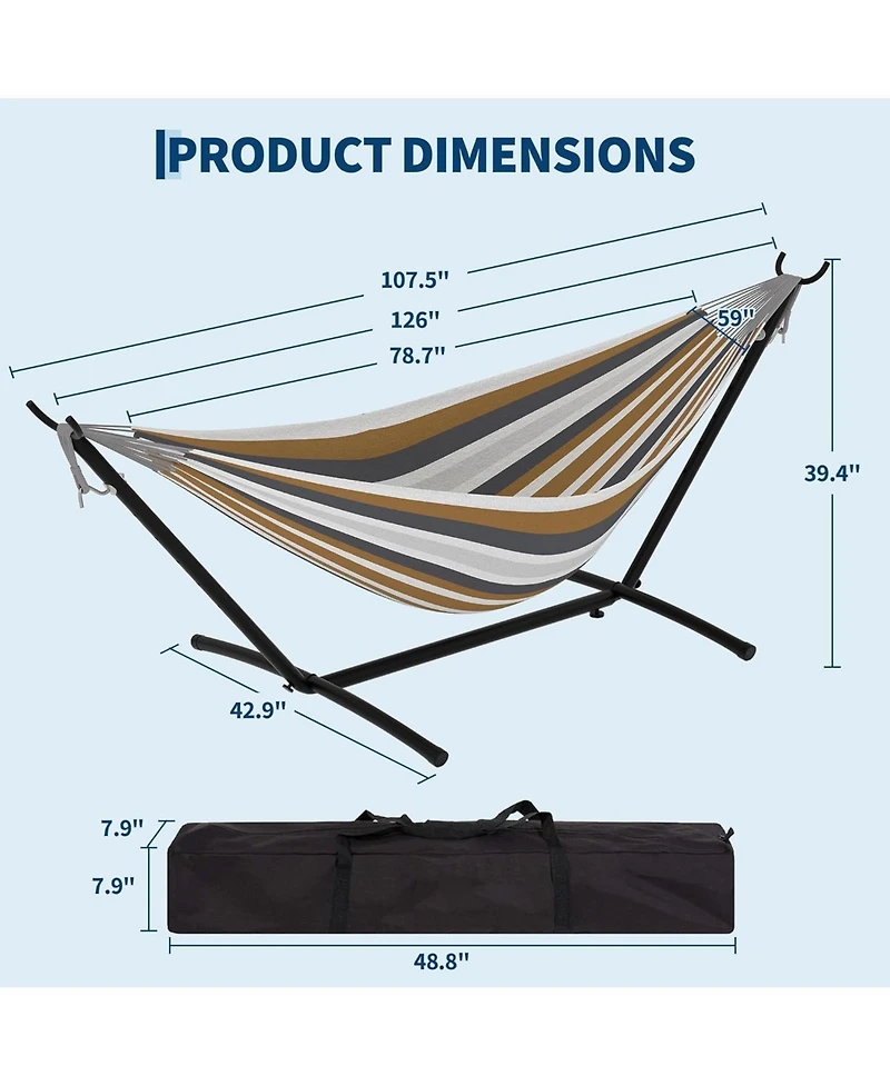 gaomon Portable Double Hammocks with Carrying Bag for Outside, 450 lbs Capacity
