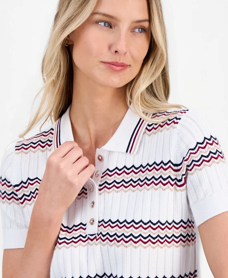 Nautica Women's Short-Sleeve Polo Sweater
