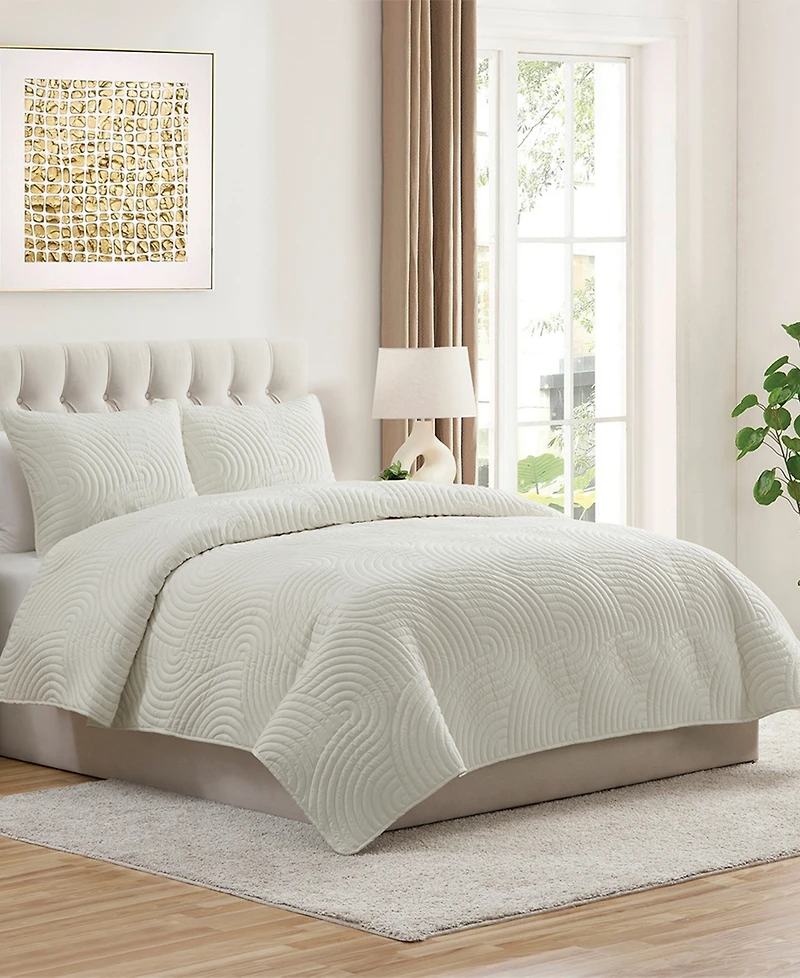 Vcny Home Sands 3-Piece Curved Quilt Set