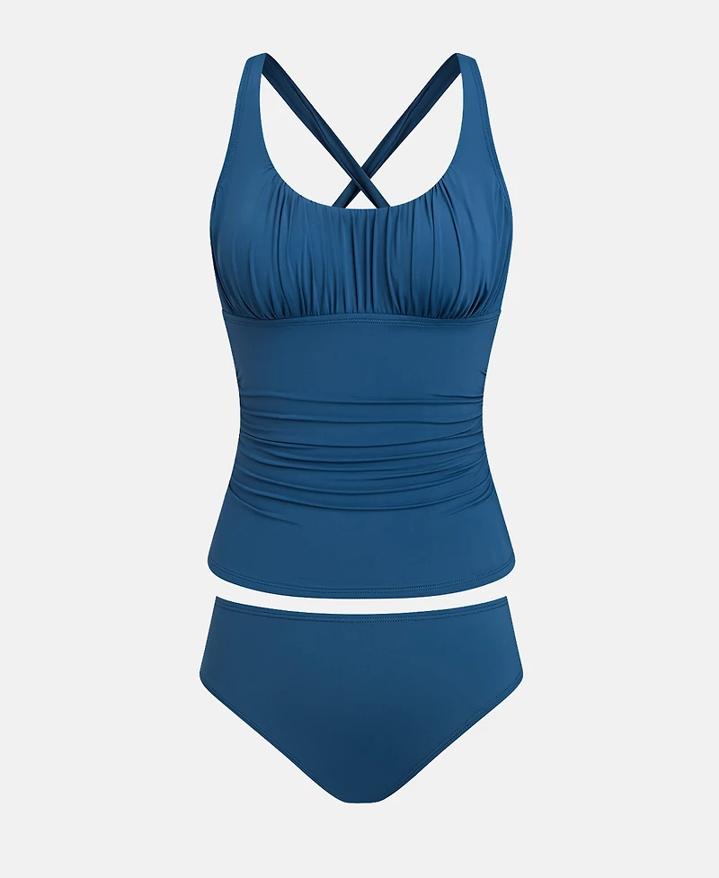 Cupshe Women's Scoop Neck Cross-Back Tankini Set