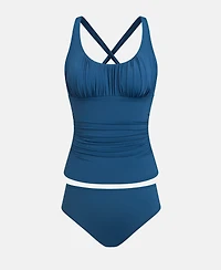 Cupshe Women's Scoop Neck Cross-Back Tankini Set