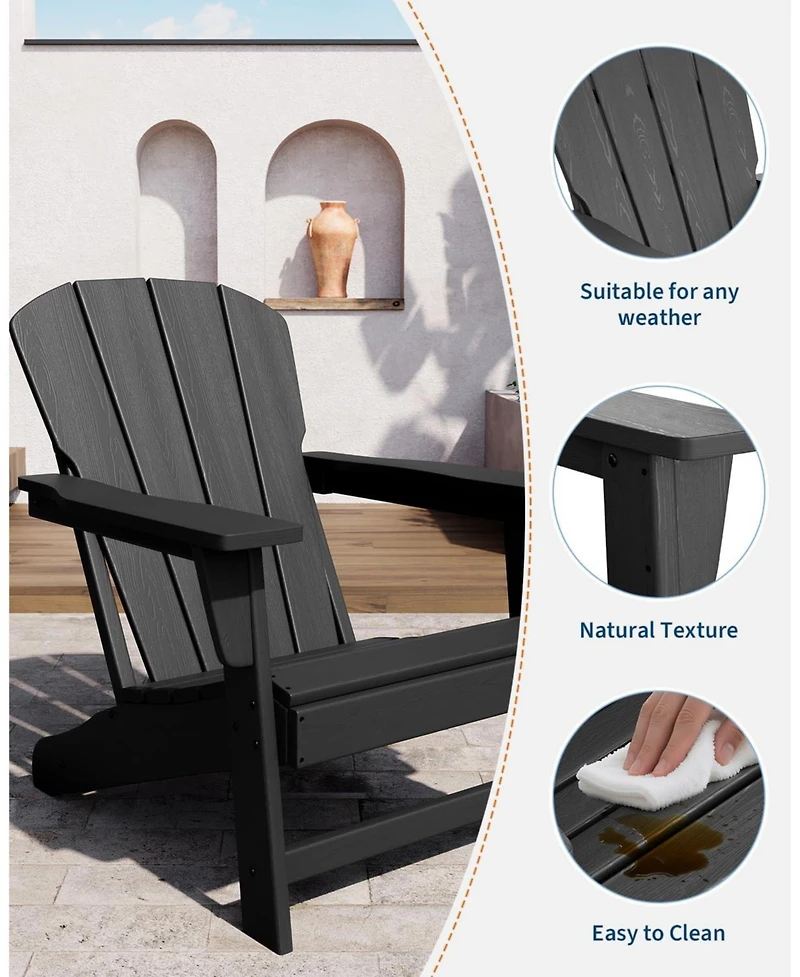 gaomon Modern Hdpe Plastic Adirondack Chair Set of 4 with 2 Side Table - Oversize 380 Lb Poly Lumber Weather Resistant Firepit