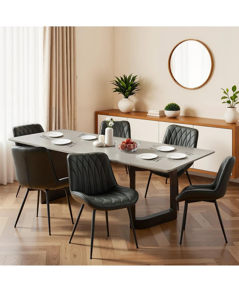 gaomon Set of 2 Modern Dining Chairs Upholstered Pu Leather Armless Side Chairs with Thick Cushion for Kitchen Dining Room