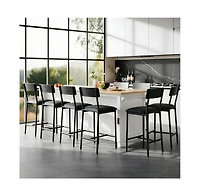 gaomon Set of 8 Bar Stools, 25.5" Counter Height Bar Chairs with Back, Pu Leather Seat, 300 lbs Capacity for Kitchen Island or Pub