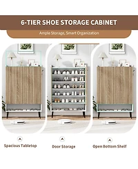 Gaomon Large Shoe Cabinet with Doors, 6 Tier Shoe Storage Organizer with Adjustable Shelves for Entryway Hallway Living Room, White