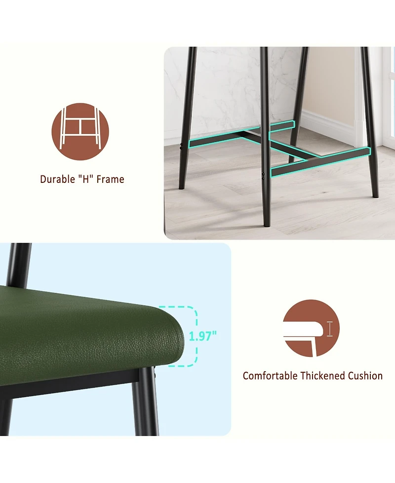 homfan Set of 4/6/8 Counter Height Bar Stools with Soft Back and Armrests, Chairs Footrest Heavy Duty Metal Frame for Kitchen Island