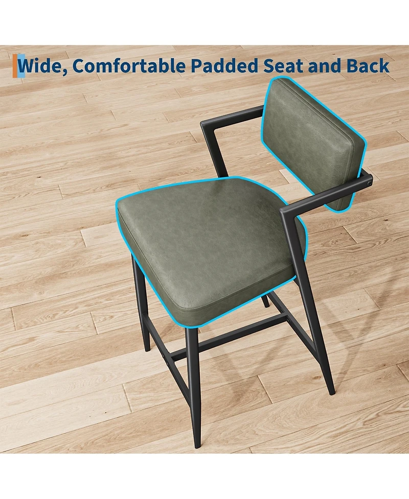 homfan 4/6/8-piece upholstered counter stools with arms, backrest, thick cushions, footrest