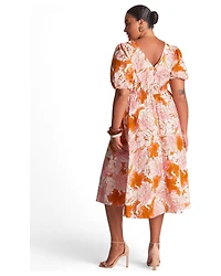 Estelle Women's Amira Cotton Twist-Front Fit Flare Midi Dress