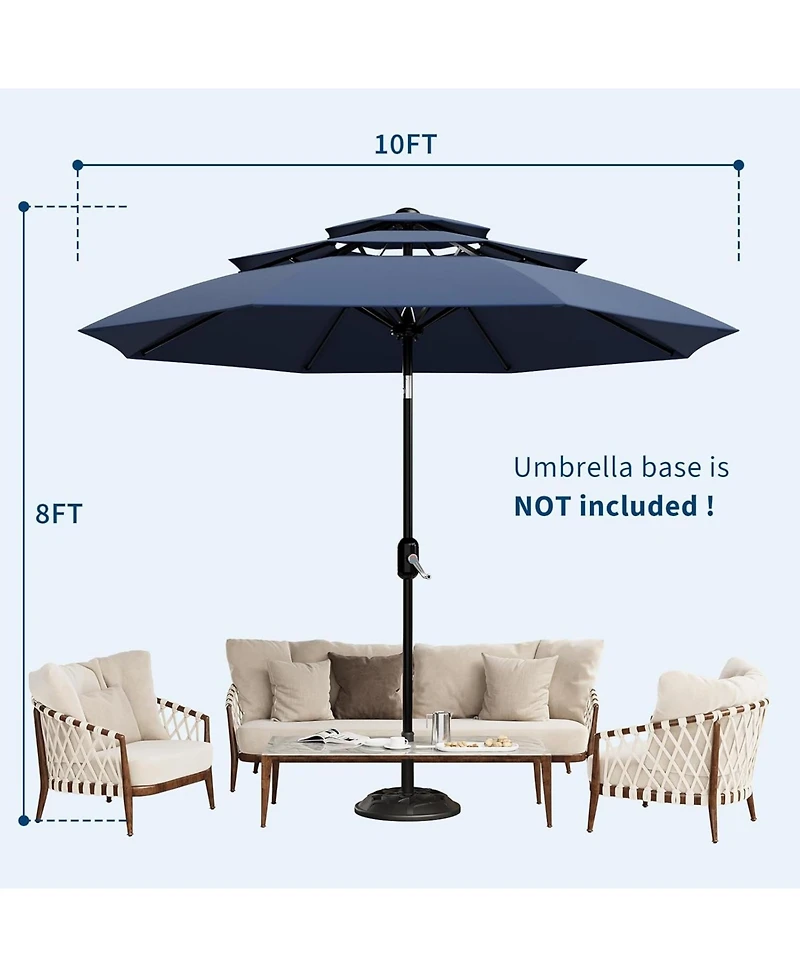 Xo Patio Umbrella with Vented Canopy, Outdoor Market Table Umbrella with Crank Lift & Push Button Tilt, 8-Rib Steel Frame Uv-Resistant Shade