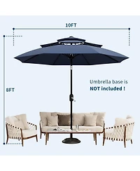 Xo Patio Umbrella with Vented Canopy, Outdoor Market Table Umbrella with Crank Lift & Push Button Tilt, 8-Rib Steel Frame Uv-Resistant Shade