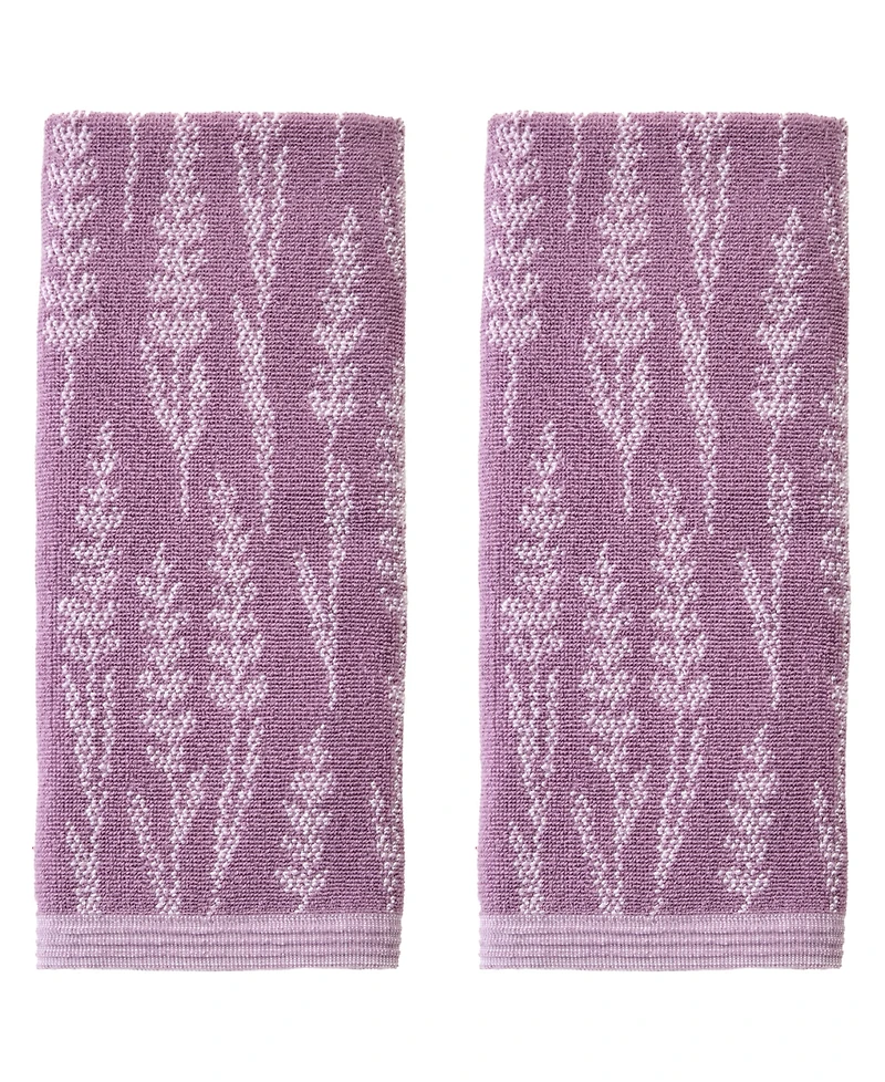 Skl Home Lavender Silhouette Jacquard Curved 2-Piece Hand Towel Set