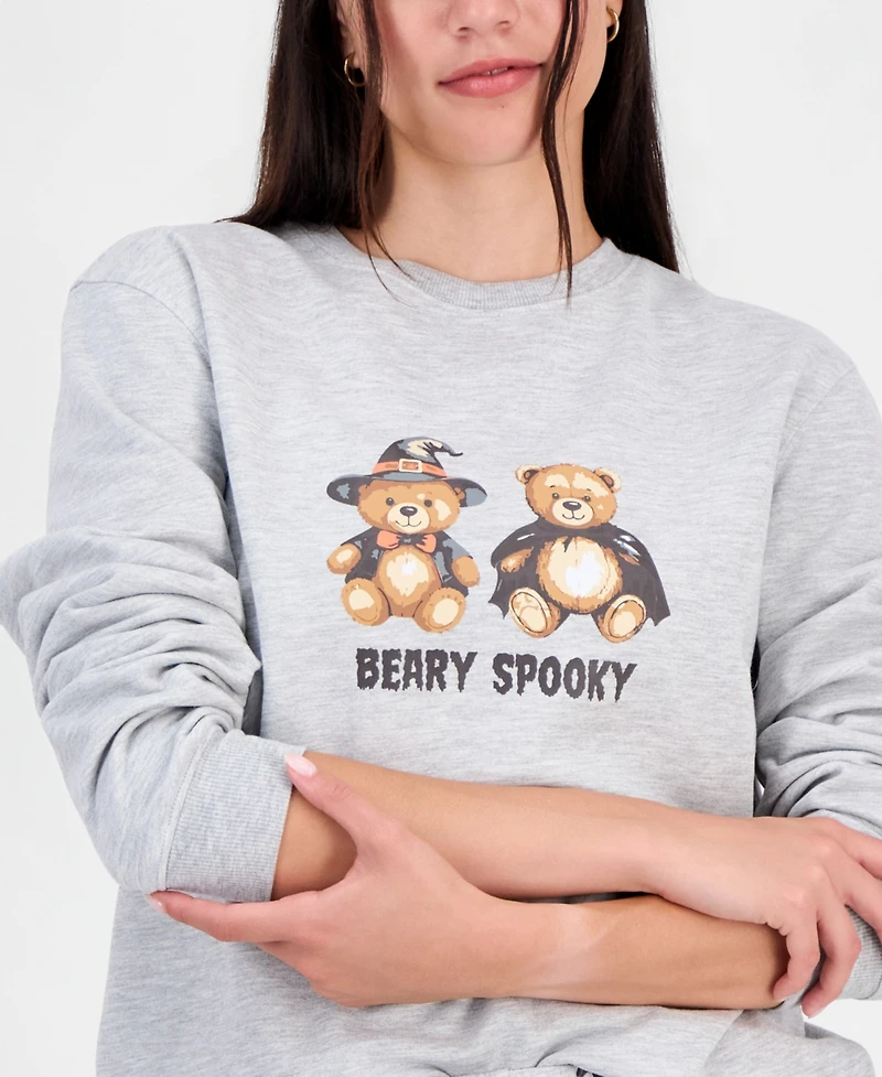 Love Tribe Juniors' Halloween Teddy Bear Crewneck Sweatshirt