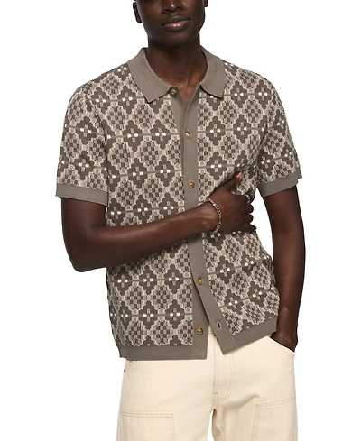Lucky Brand Men's Jacquard Spread Collar Sweater