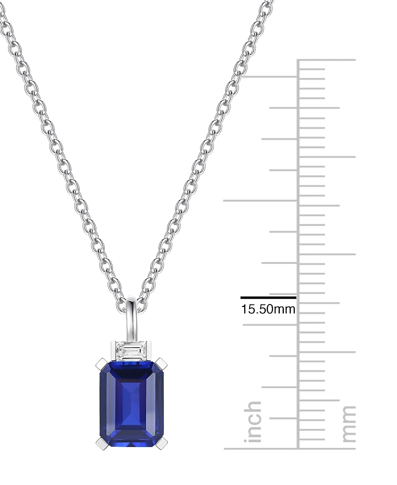 Macy's Lab-Grown Sapphire (1-3/4 ct. t.w.) & Lab-Grown White Sapphire (1/10 ct. t.w.) Pendant Necklace in Sterling Silver