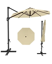 gaomon 10Feet Solar Led Cantilever Patio Umbrella, 360degree(s) Rotation, Uv Protection for Backyard, Deck