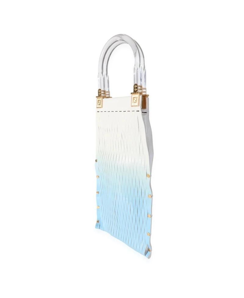 Pre-Owned Fendi Blue Gradient Laser Cut Patent and Suede Sunny Top Handle Bag