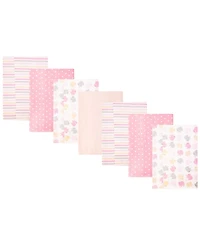 Hudson Baby Girl Cotton Poly Flannel Burp Cloths 7-Pack, Girl Elephant