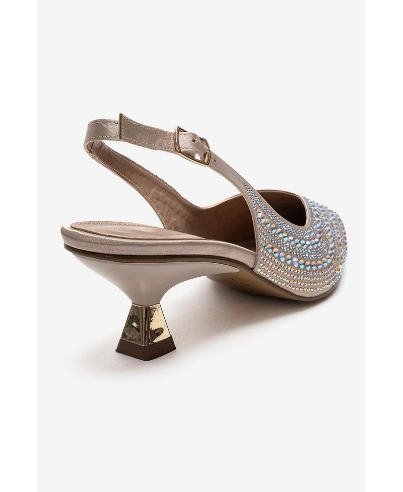 Prologue Shoes Women's Royale Embellished Kitten Heel Pump