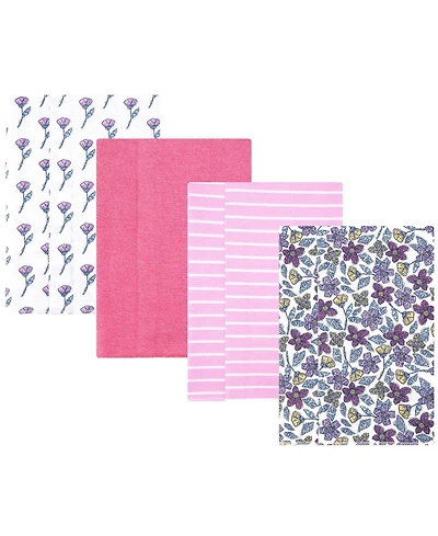 Hudson Baby Girl Cotton Poly Flannel Burp Cloths -Pack