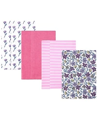 Hudson Baby Girl Cotton Poly Flannel Burp Cloths -Pack