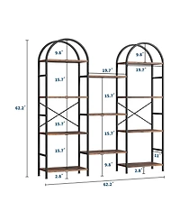 gaomon 4-Tier 63 Inch Industrial Arched Triple Column Bookshelf, Storage Rack for Living Room, Bedroom, Home Office