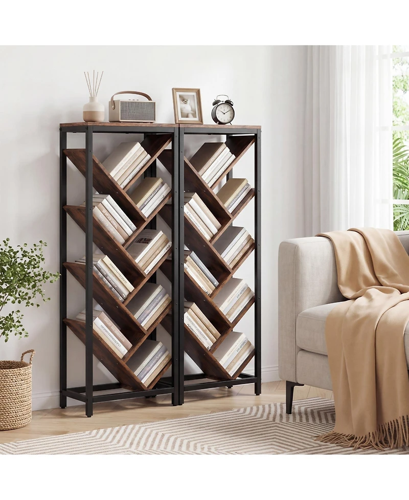 Costway Tree Bookshelf 9-Tier Freestanding Bookcase Corner Narrow Display Shelf for Home