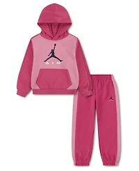 Jordan Girls' 4-6X Color-Block Fleece Hooded Sweatshirt and Jogger, 2-Piece Set