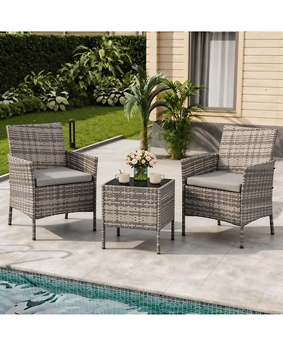 gaomon 3-Piece Outdoor Furniture Set, Pe Rattan, All-Weather Patio Set for Garden Backyard Porch