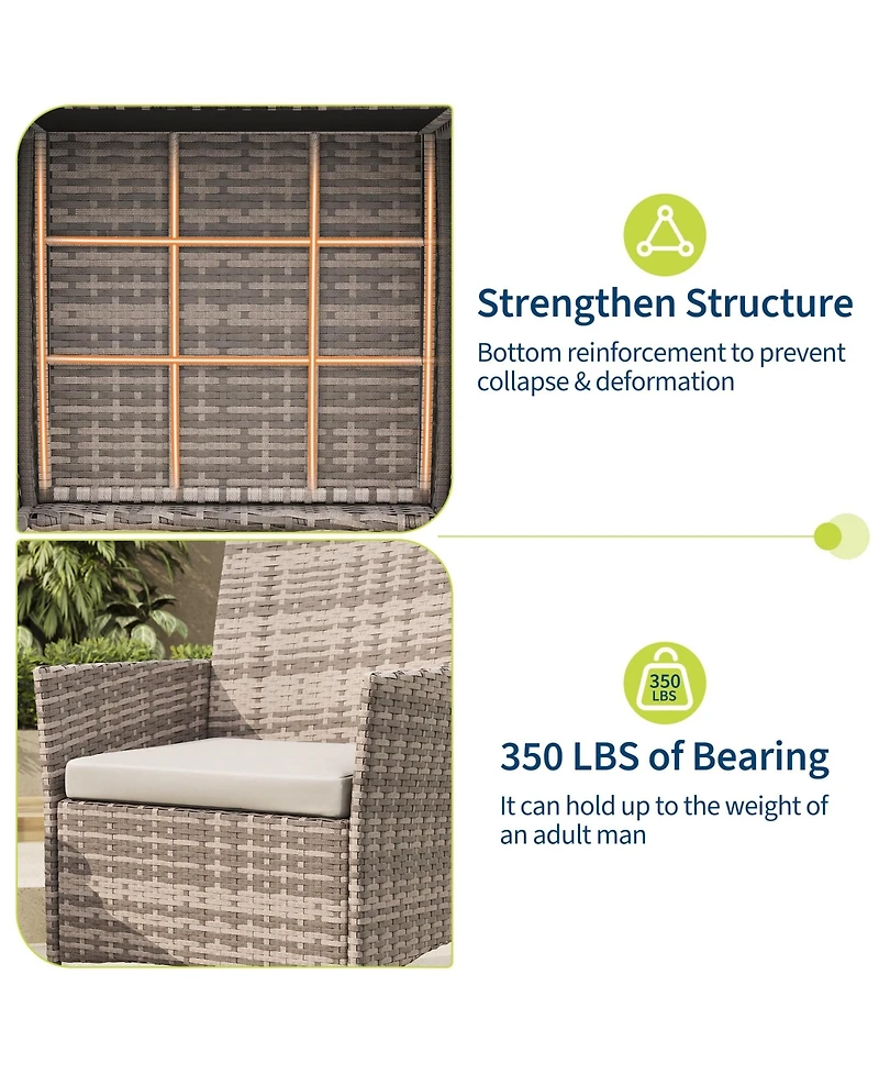 gaomon 3-Piece Outdoor Furniture Set, Pe Rattan, All-Weather Patio Set for Garden Backyard Porch