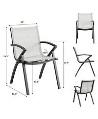 gaomon Aluminum Patio Dining Chairs Set Stackable and All-Weather Quick Dry Textilene Mesh Ergonomic Support for Garden Backyard